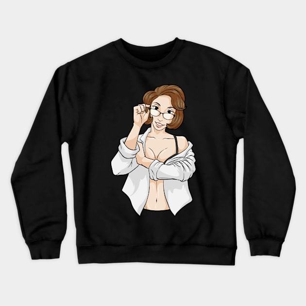 Sexy Secretary with Glasses Crewneck Sweatshirt by Markus Schnabel